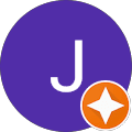 Purple circle with white letter "J" inside.