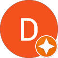 Orange circle with letter "D" and star.